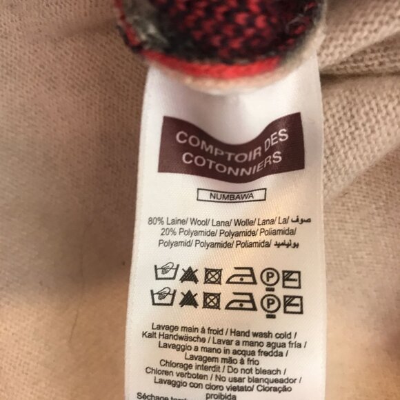 Comptoir Des Cotonniers Wool Blend Geometric Print Sweater Size S Beige & Red - Picture 5 of 7